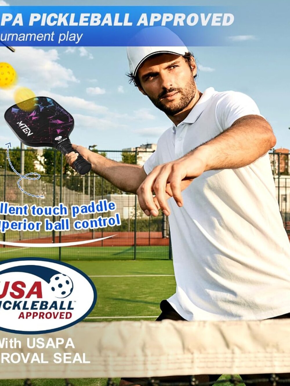 Pickleball Paddles Set of 2 or 4, or Single Paddle – USAPA Approved Fiberglass S - Picture 2 of 9